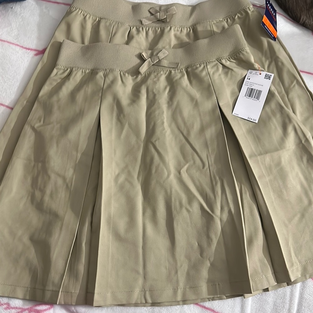 French Toast Khaki Pleated Skirt x2